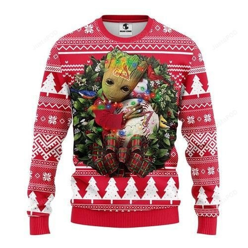 Mlb St. Louis Cardinals Groot Hug Ugly Christmas Sweater Adult 3D Funny Matching for family