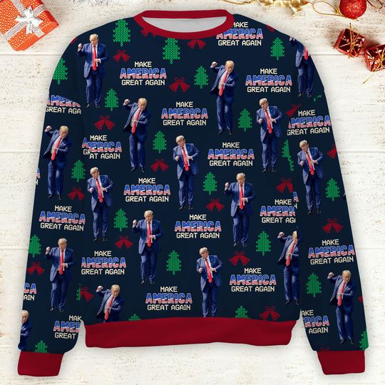 MMake America Great Again, Funny Trump Dancing Ugly Sweater, Trump Won 2024 Christmas Sweater - Image 14