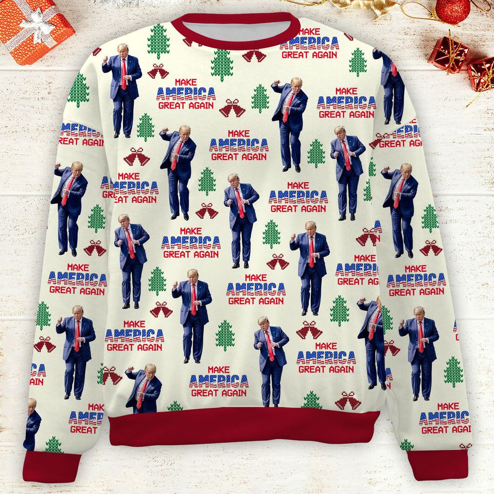 MMake America Great Again, Funny Trump Dancing Ugly Sweater, Trump Won 2024 Christmas Sweater - Image 5
