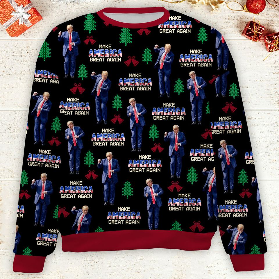 MMake America Great Again, Funny Trump Dancing Ugly Sweater, Trump Won 2024 Christmas Sweater - Image 2