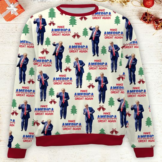 MMake America Great Again, Funny Trump Dancing Ugly Sweater, Trump Won 2024 Christmas Sweater - Image 13