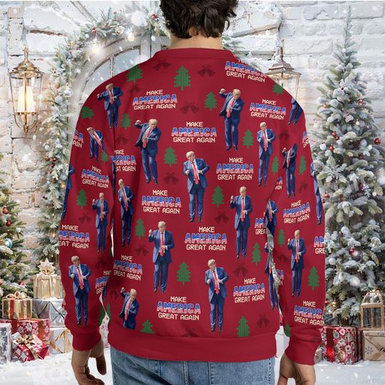 MMake America Great Again, Funny Trump Dancing Ugly Sweater, Trump Won 2024 Christmas Sweater - Image 15