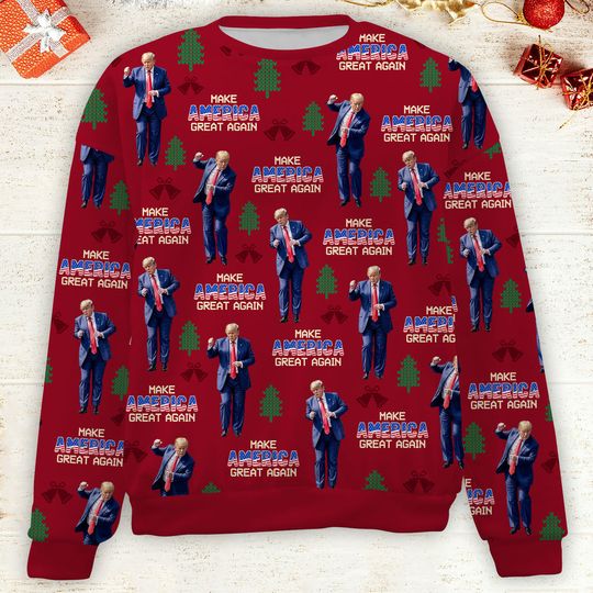 MMake America Great Again, Funny Trump Dancing Ugly Sweater, Trump Won 2024 Christmas Sweater - Image 12