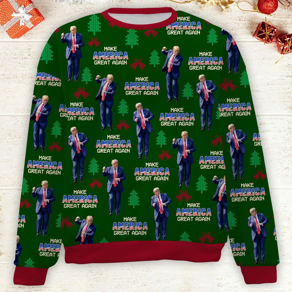 MMake America Great Again, Funny Trump Dancing Ugly Sweater, Trump Won 2024 Christmas Sweater - Image 3