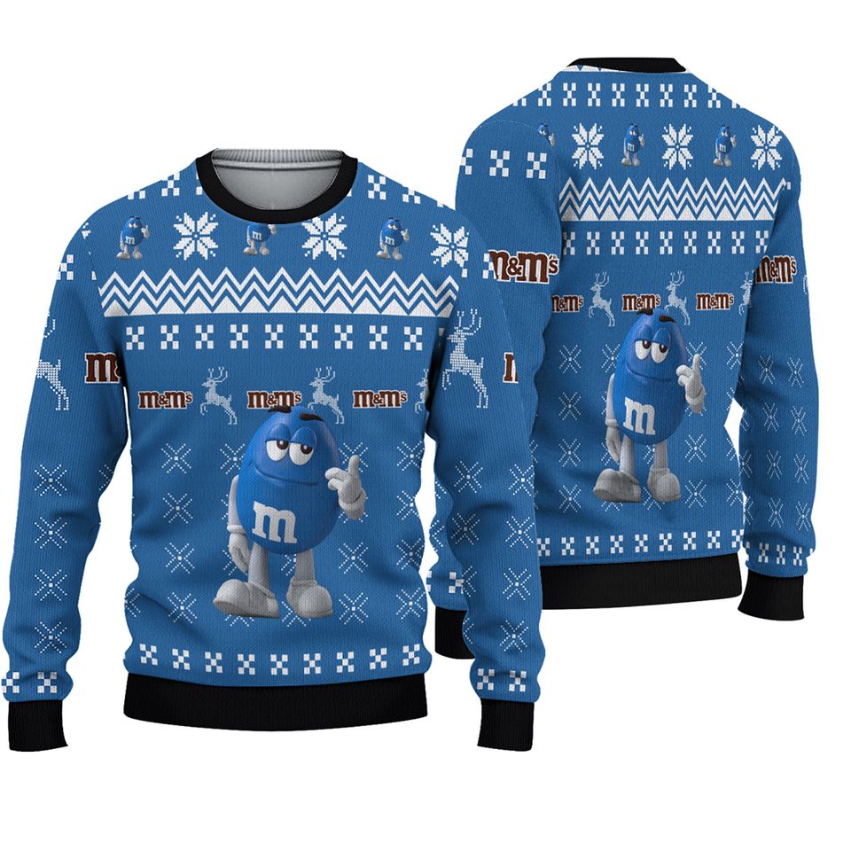 MnM Blue Ugly Sweater Christmas Pattern Sweater
