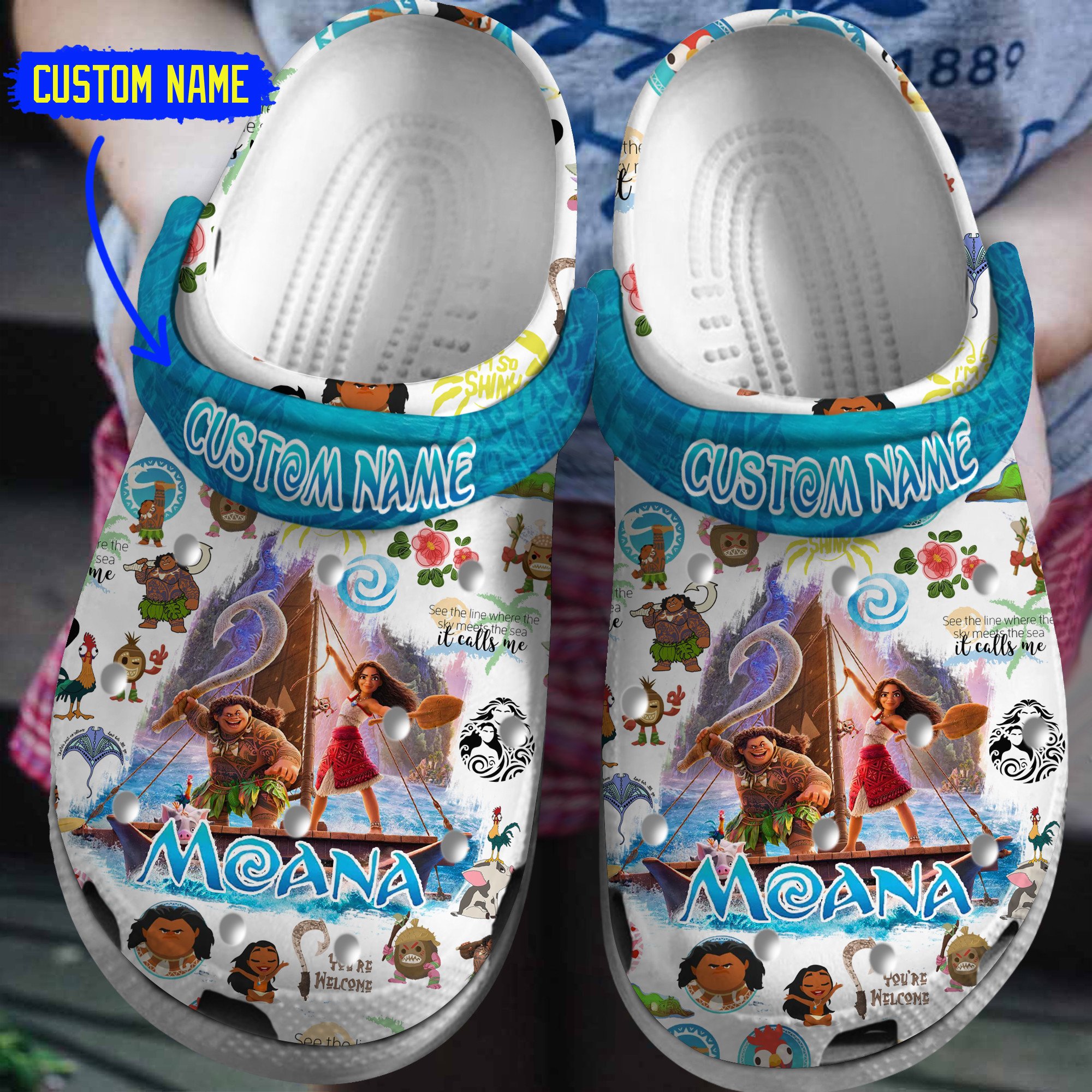 Moana Cartoon Crocs Crocband Clogs Shoes Comfortable For Men Women and Kids