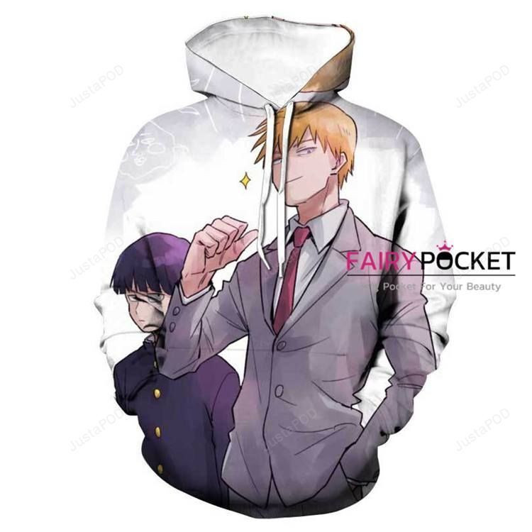 Mob Psycho 100 Arataka Reigen Shigeo Kageyama 3D All Over Print Hoodie, Zip Hoodie