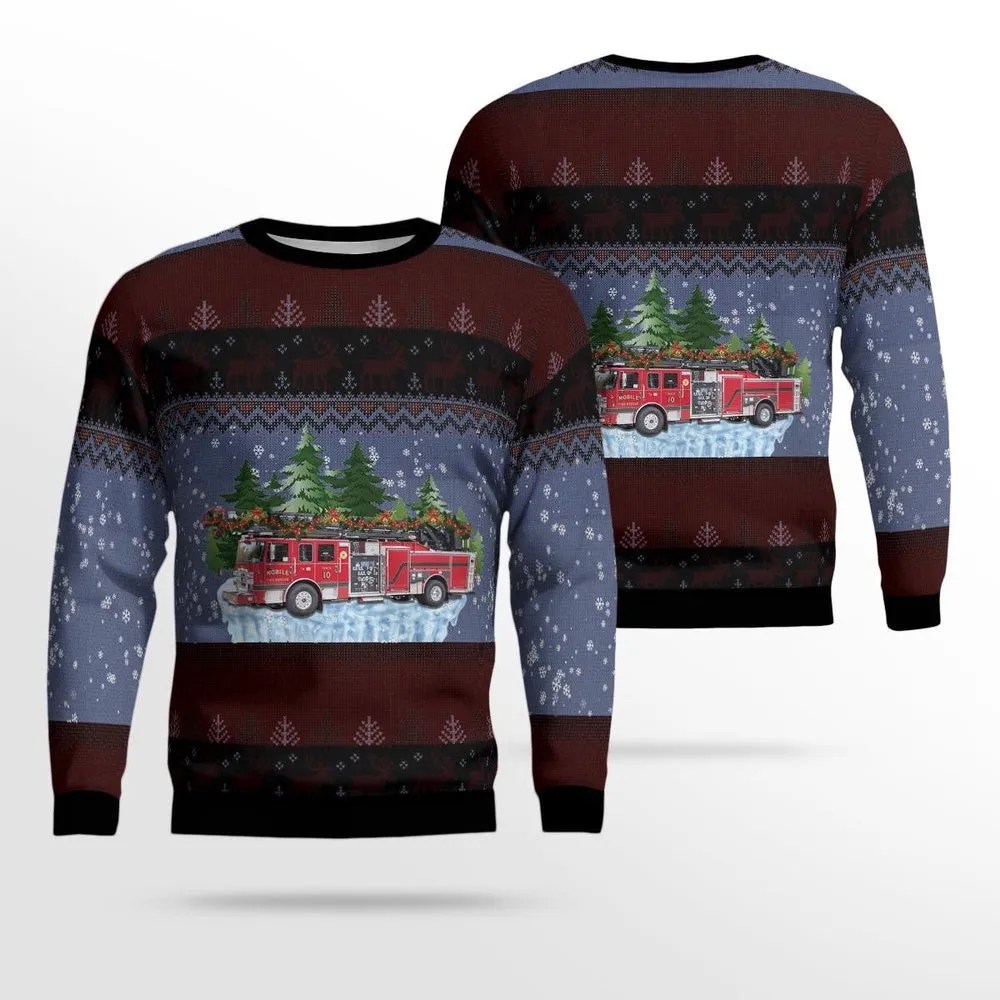 Mobile Alabama Mobile Fire Rescue AOP Ugly Sweater Christmas Unisex Sweaters Gift For Christmas
