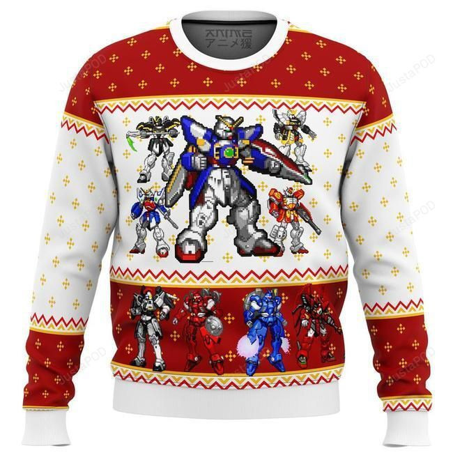 Mobile Suit Gundam Wing Sprites Ugly Christmas Sweater Adult 3D Funny Matching for family