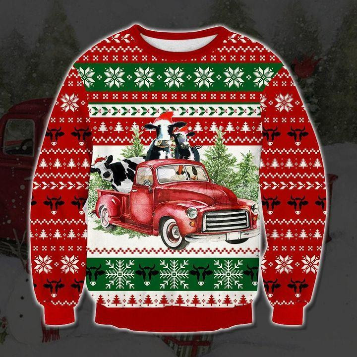Moey Christmas Cows Ugly Christmas Sweater Adult 3D Funny Matching for family