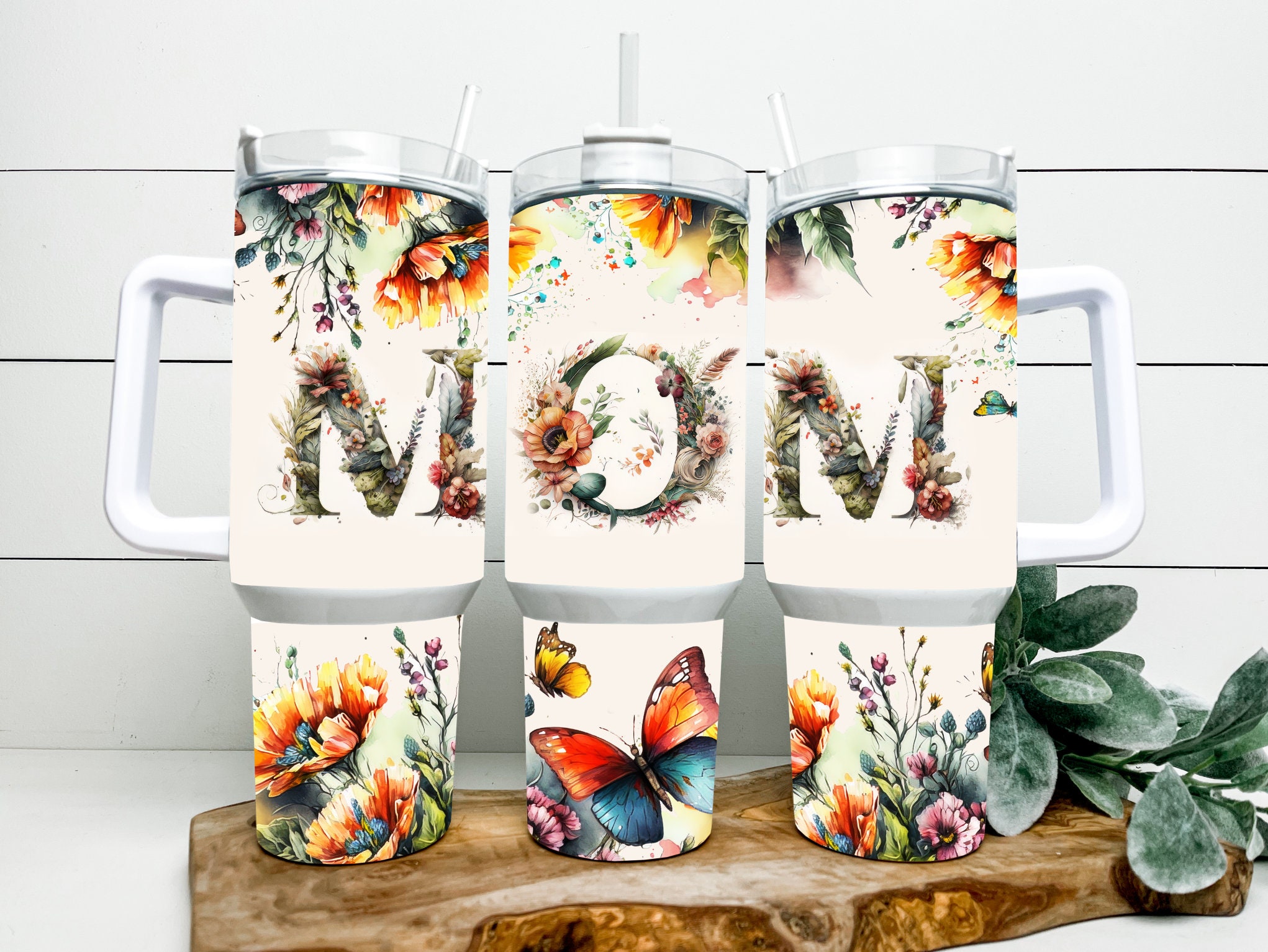 Mom Floral Butterflies Custom Stanley Cup 40 oz 30 oz Tumbler With HandleTVC2301164