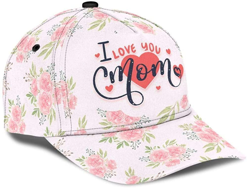 Mom I Love You Carnation Flower 3D Printed Unisex Hat Classic Caps Baseball Caps, Curved Snapback Trucker Hats Custom Hats Gifts For Men & Women