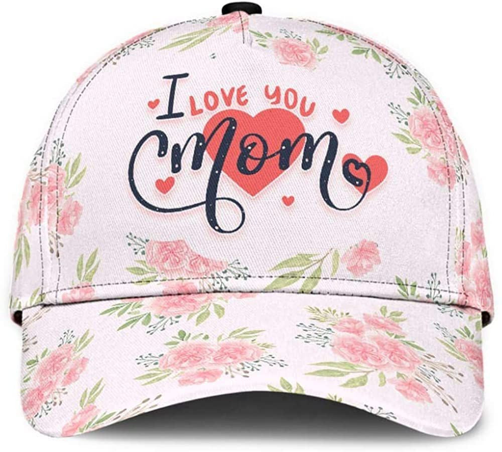 Mom I Love You Carnation Flower 3D Printed Unisex Hat Classic Caps Baseball Caps, Curved Snapback Trucker Hats Custom Hats Gifts For Men & Women