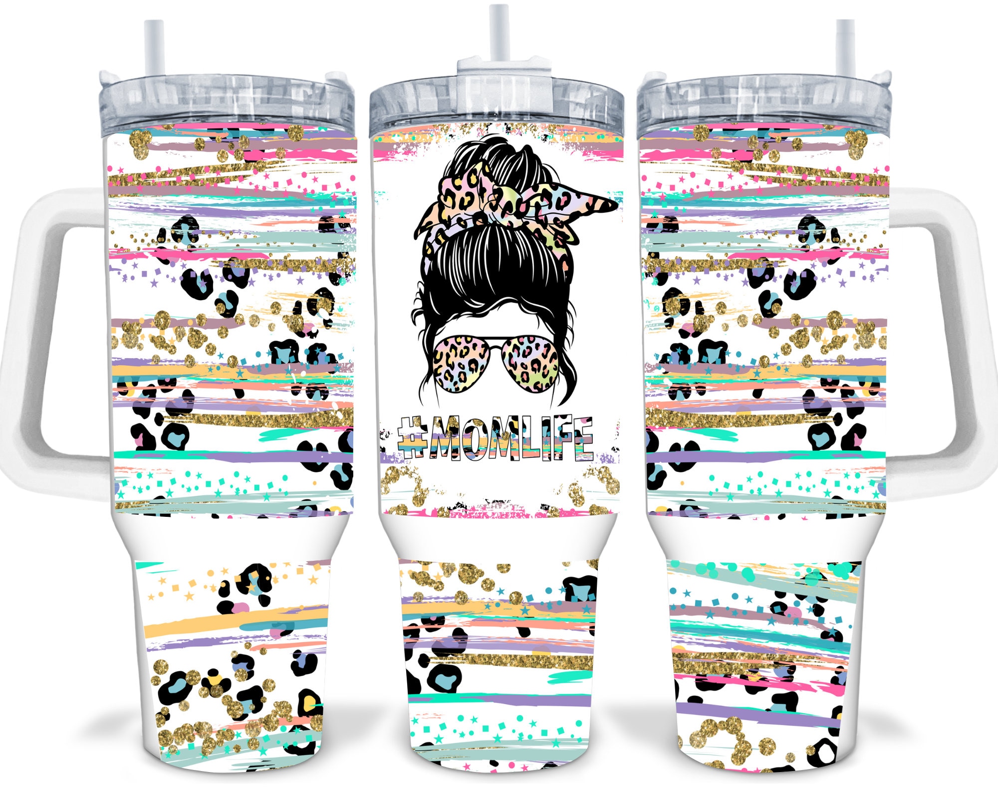 Mom Life Glitter Leopard Print Custom Stanley Cup 40 oz 30 oz Tumbler With HandleTVC2301230