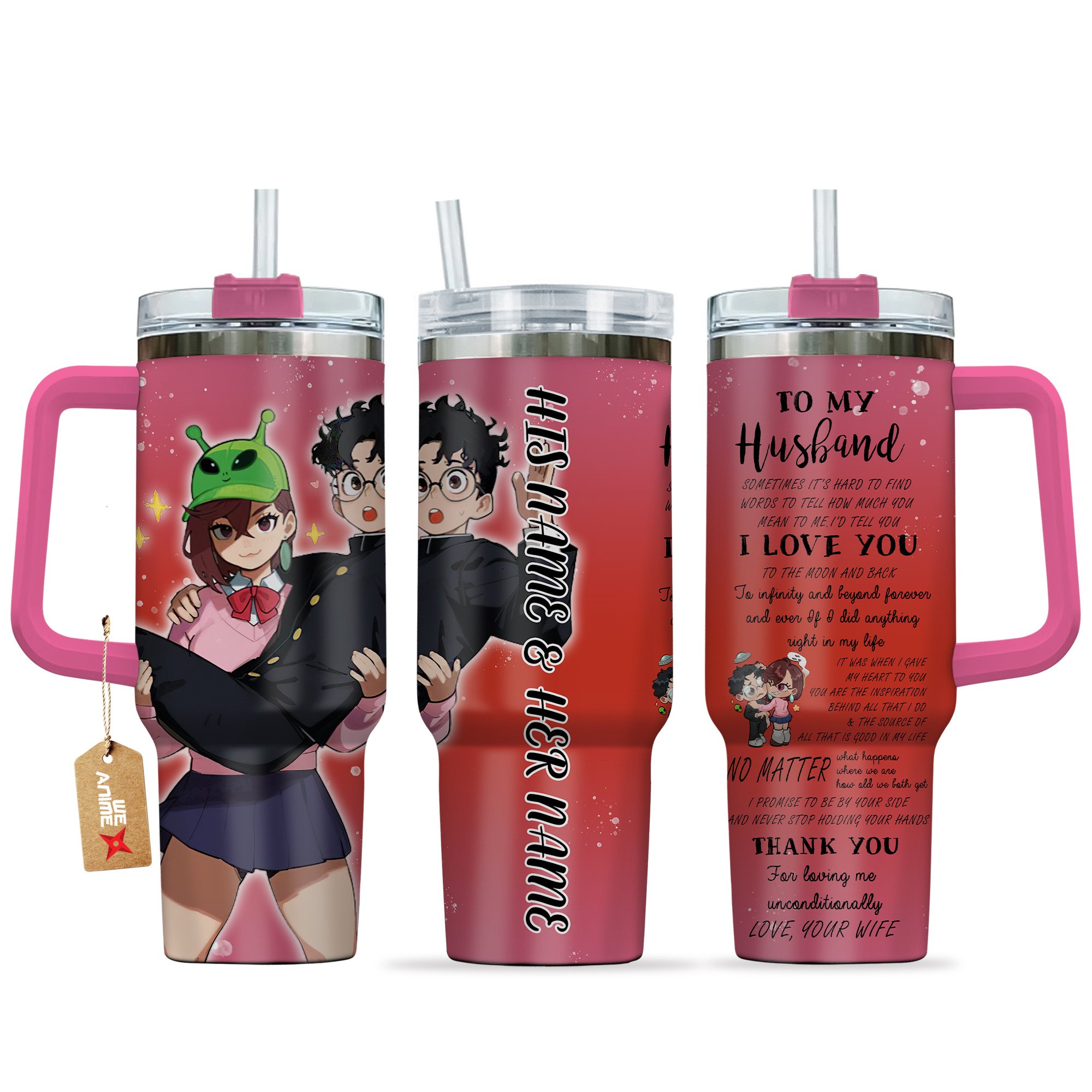 Momo & Ken Takakura Dandadan Anime Valentine Custom Stanley Cup 40 oz 30 oz Tumbler With HandleTVC2301169