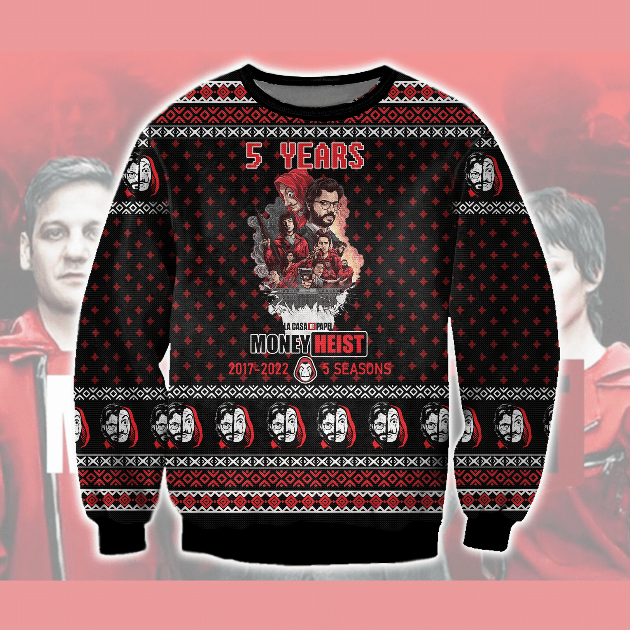 Money Heist Ugly Christmas Sweater Adult 3D Funny Matching for family
