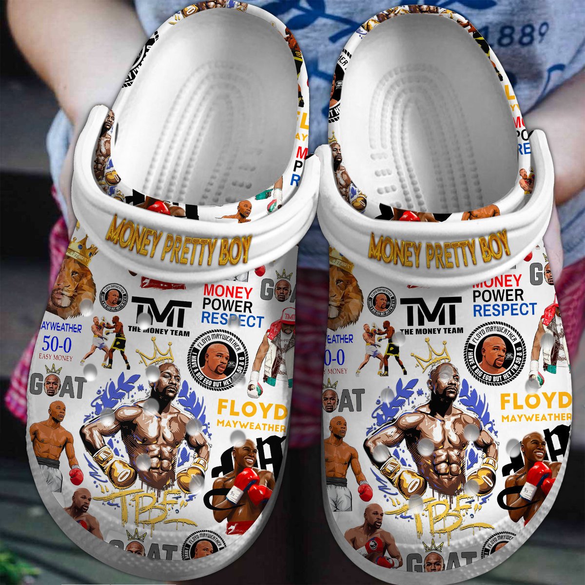 Money Pretty Boy Floyd Mayweather Premium Crocs Crocband Clogs Shoes Comfortable For Men Women and Kids