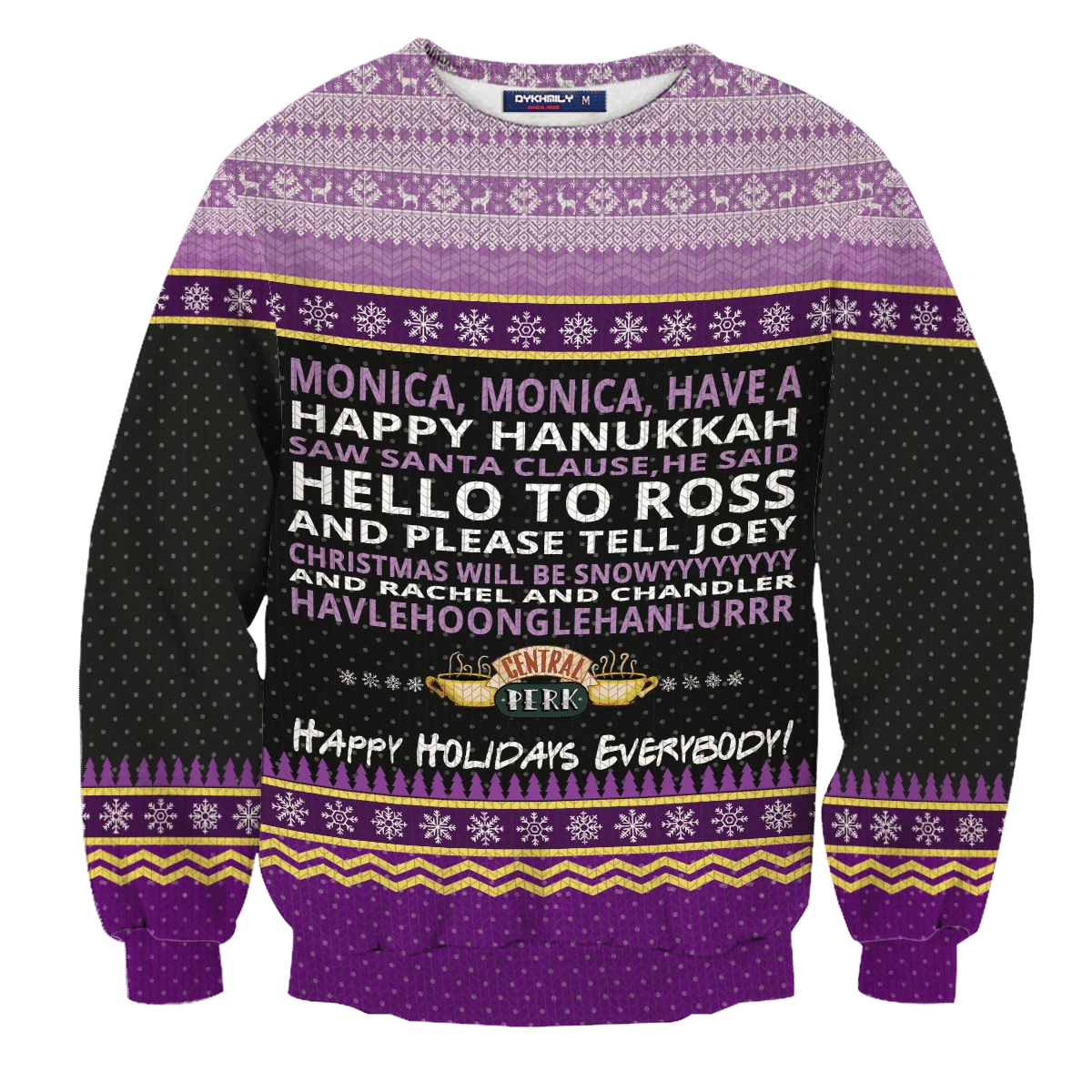 Monica Happy Hanukkah Ugly Christmas Sweater Adult 3D Funny Matching for family