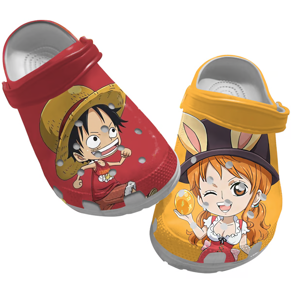 Monkey D. Luffy And Nami One Piece Anime Crocs Crocband Clogs Shoes Comfortable For Men Women and Kids