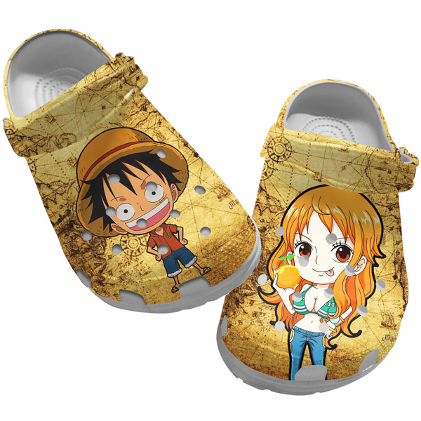 Monkey D. Luffy And Nami One Piece Anime Crocs Crocband Clogs Shoes Comfortable For Men Women and Kids