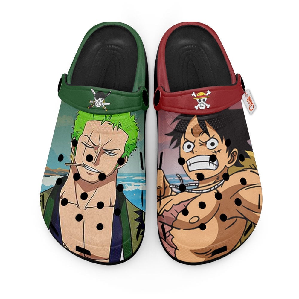 Monkey D. Luffy and Roronoa Zoro Wano Arc One Piece Anime Crocs Crocband Clogs Shoes Comfortable For Men Women and Kids