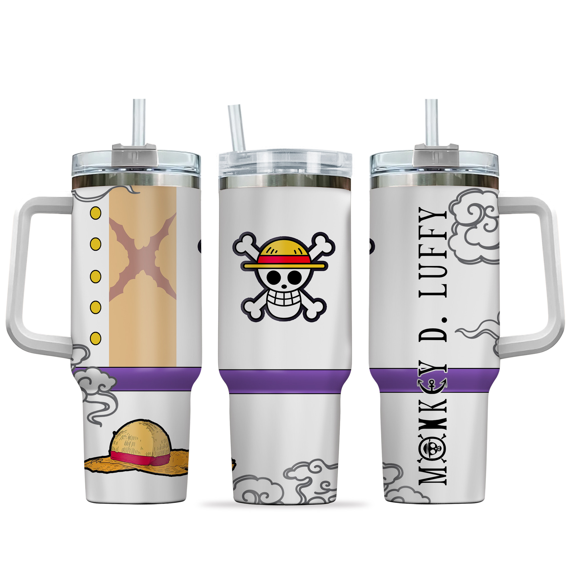 Monkey D. Luffy Gear 5 One Piece Anime Custom Stanley Cup 40 oz 30 oz Tumbler With HandleTVC2301137