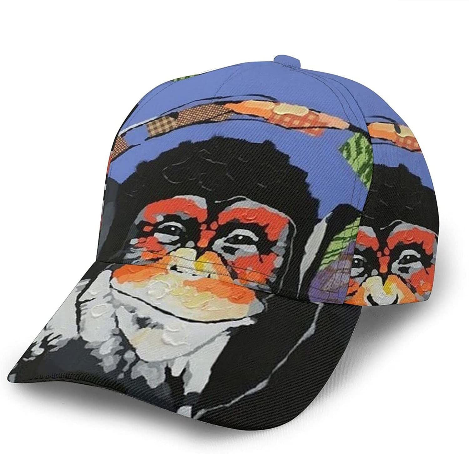 Monkey Headset Print Casual Baseball 3D Cap Adjustable Twill Sports Dad Hats for Unisex Trucker Hats Custom Hats Gifts For Men & Women
