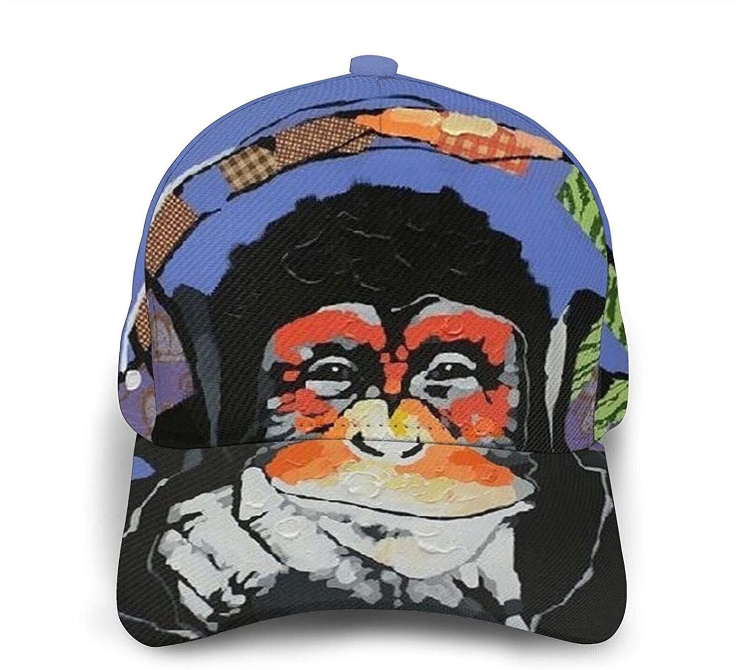 Monkey Headset Print Casual Baseball 3D Cap Adjustable Twill Sports Dad Hats for Unisex Trucker Hats Custom Hats Gifts For Men & Women