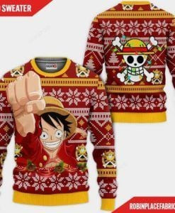 Monkey Luffy One Piece Ugly Christmas Sweater Adult 3D Funny Matching for family