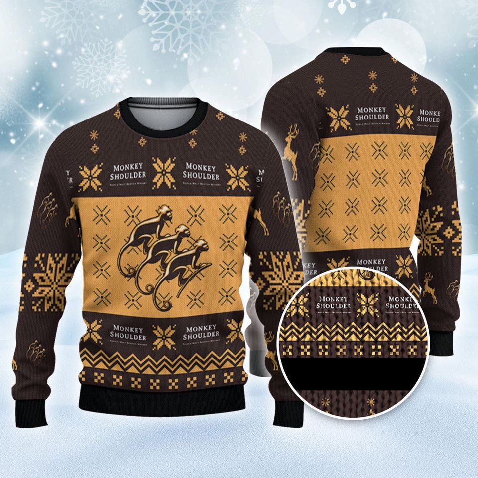 Monkey Shoulder Whiskey Christmas Ugly Sweater