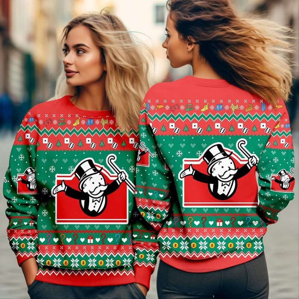 Monopoly Game Christmas Ugly Sweater, Monopoly Board Game Christmas Sweatshirt, - Image 5