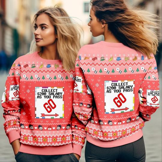 Monopoly Game Christmas Ugly Sweater, Monopoly Board Game Christmas Sweatshirt, - Image 9