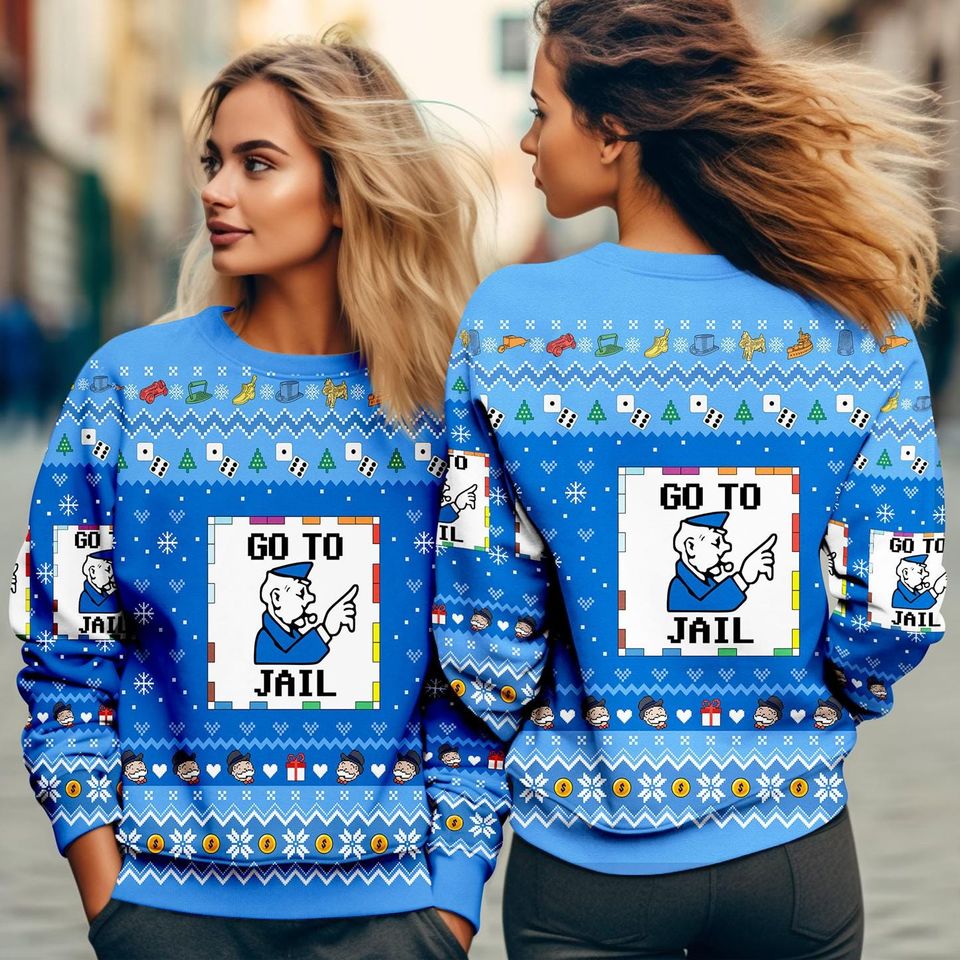 Monopoly Game Ugly Christmas Sweater, Monopoly Board Game Christmas Ugly Sweatshirt - Image 8