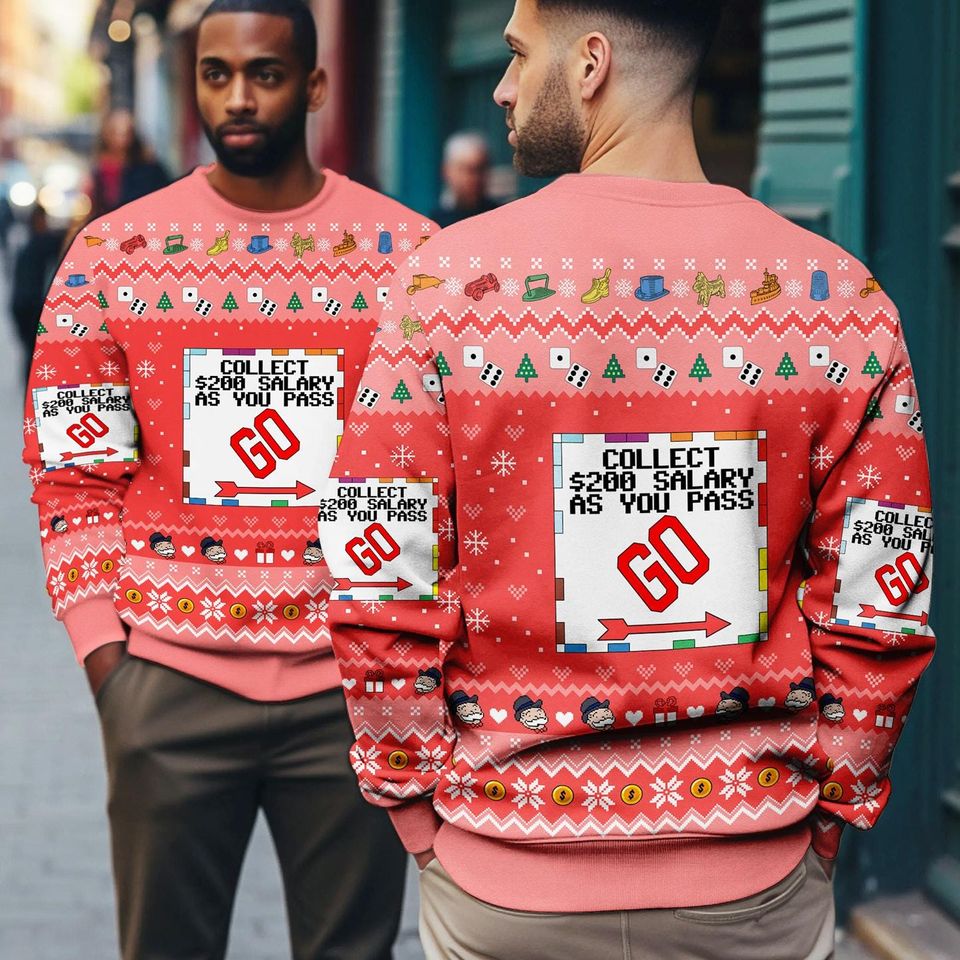 Monopoly Game Ugly Christmas Sweater, Monopoly Board Game Christmas Ugly Sweatshirt - Image 4