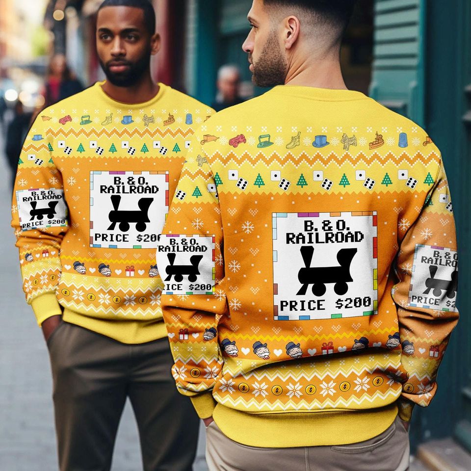 Monopoly Game Ugly Christmas Sweater, Monopoly Board Game Christmas Ugly Sweatshirt, Christmas Matching Game Sweater, Cute Christmas Shirt - Image 3
