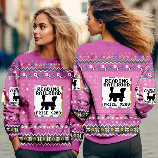 Monopoly Game Ugly Christmas Sweater, Monopoly Board Game Christmas Ugly Sweatshirt, Christmas Matching Game Sweater, Cute Christmas Shirt - Image 17