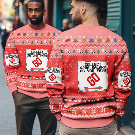 Monopoly Game Ugly Christmas Sweater, Monopoly Board Game Christmas Ugly Sweatshirt, Christmas Matching Game Sweater, Cute Christmas Shirt - Image 14