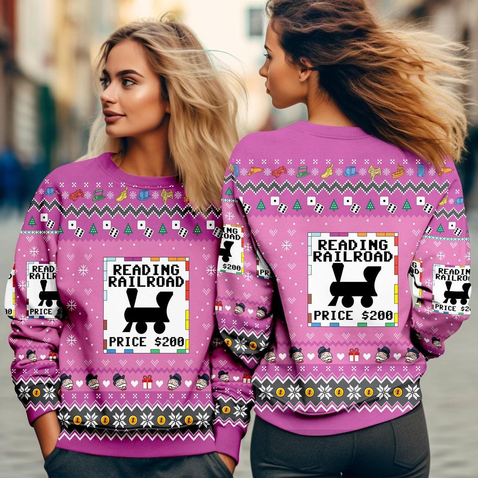 Monopoly Game Ugly Christmas Sweater, Monopoly Board Game Christmas Ugly Sweatshirt, Christmas Matching Game Sweater, Cute Christmas Shirt - Image 7