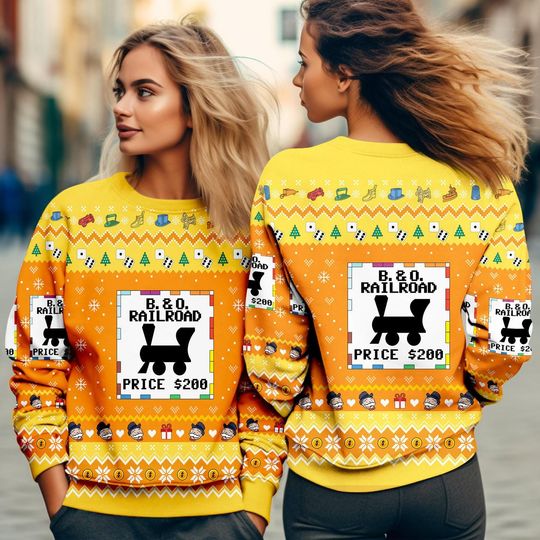 Monopoly Game Ugly Christmas Sweater, Monopoly Board Game Christmas Ugly Sweatshirt, Christmas Matching Game Sweater, Cute Christmas Shirt - Image 19