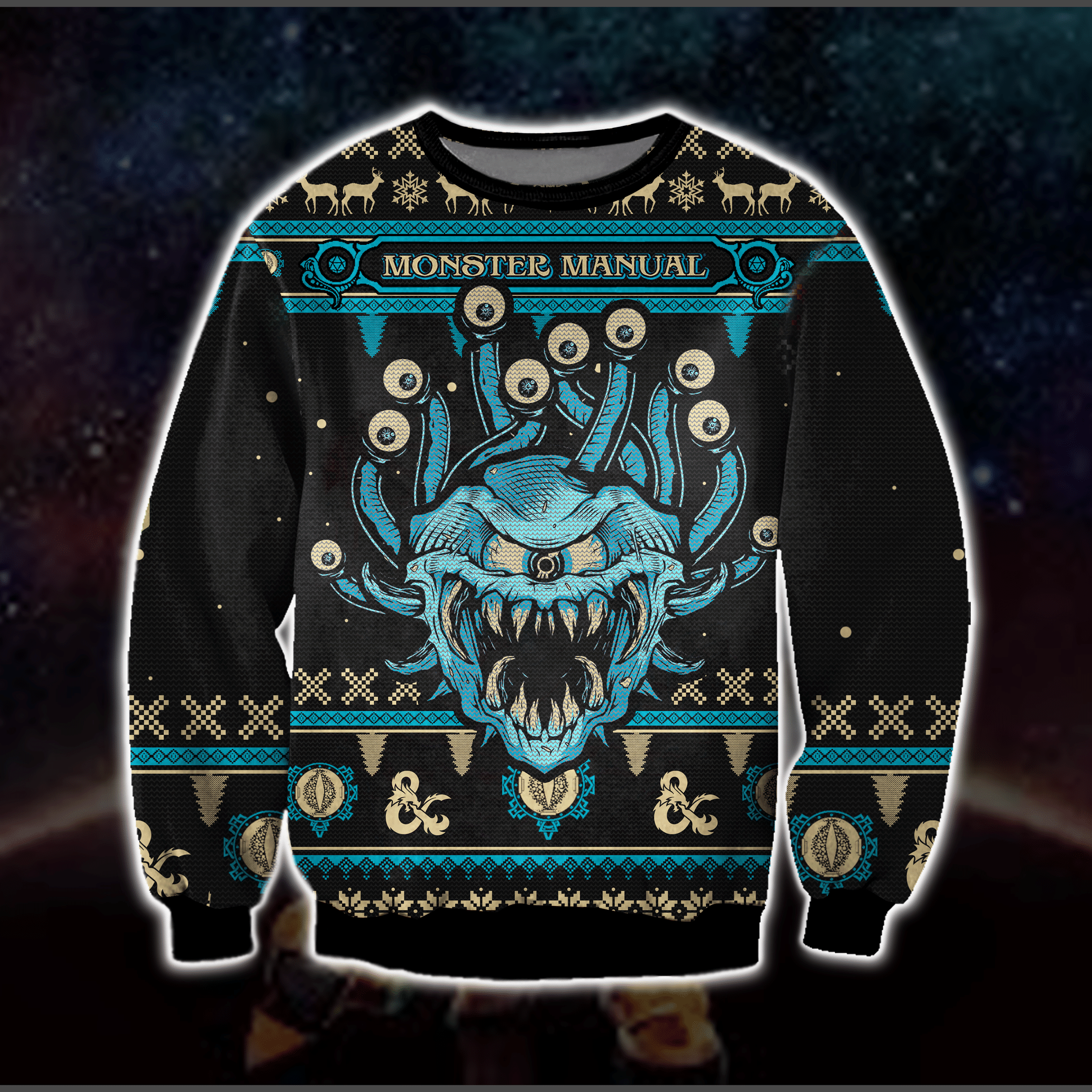 Monster Manual Game 3D Print Ugly Christmas Sweater Adult 3D Funny Matching for family