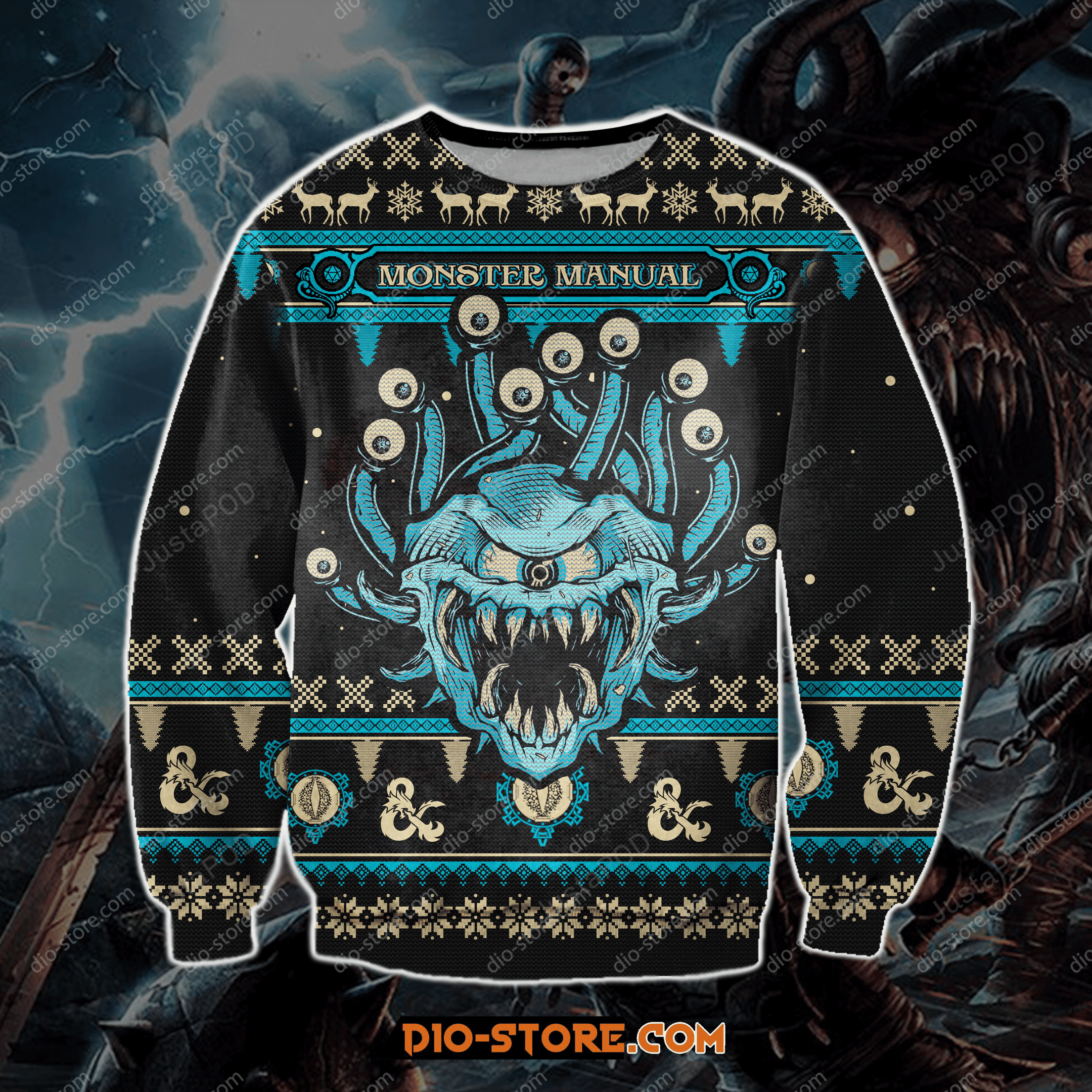 Monster Manual Game Ugly Christmas Sweater Adult 3D Funny Matching for family