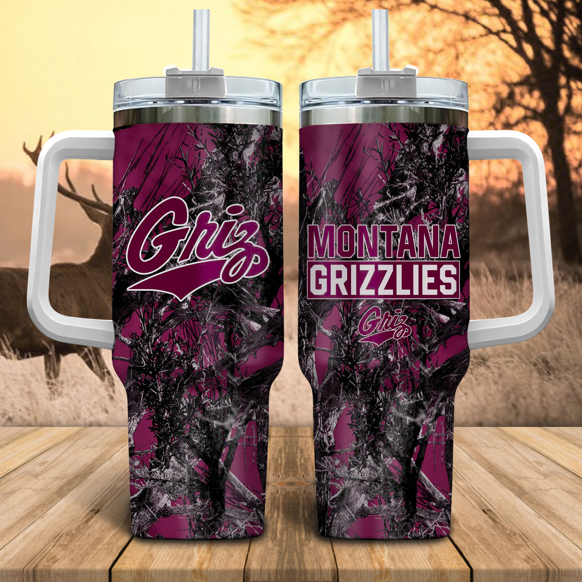 Montana Grizzlies NCAA Hunting Custom Stanley Cup 40 oz 30 oz Tumbler With HandleTVC230116