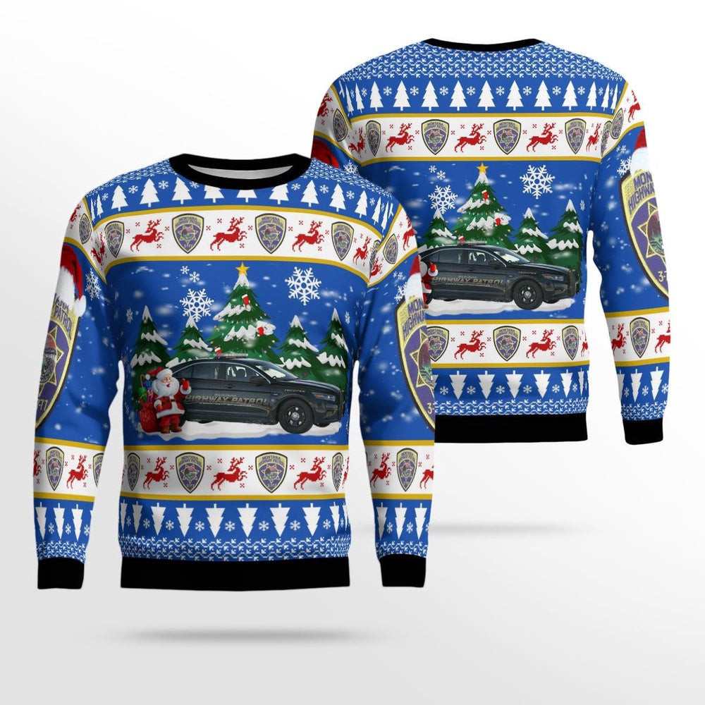 Montana Highway Patrol Ford Taurus 06 Christmas Ugly Sweater Christmas Unisex Sweaters Gift For Christmas