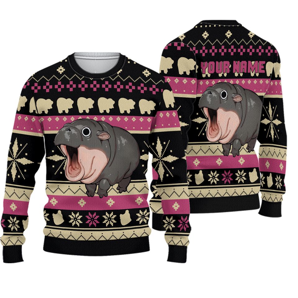 Moo Deng Ugly Sweater, Christmas Moodeng Sweater