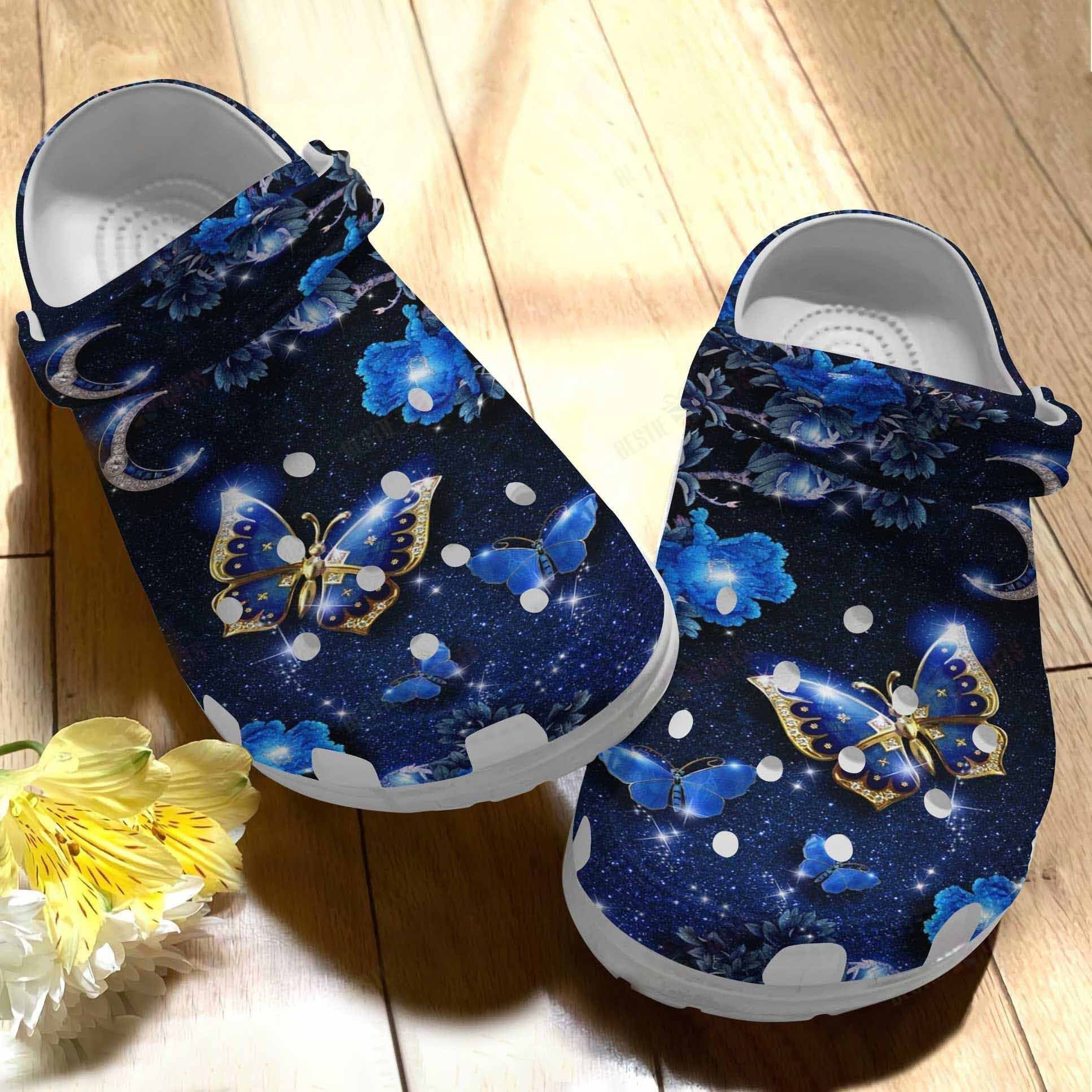 Moon And Butterfly Clogs Shoes Gifts For Women Girls