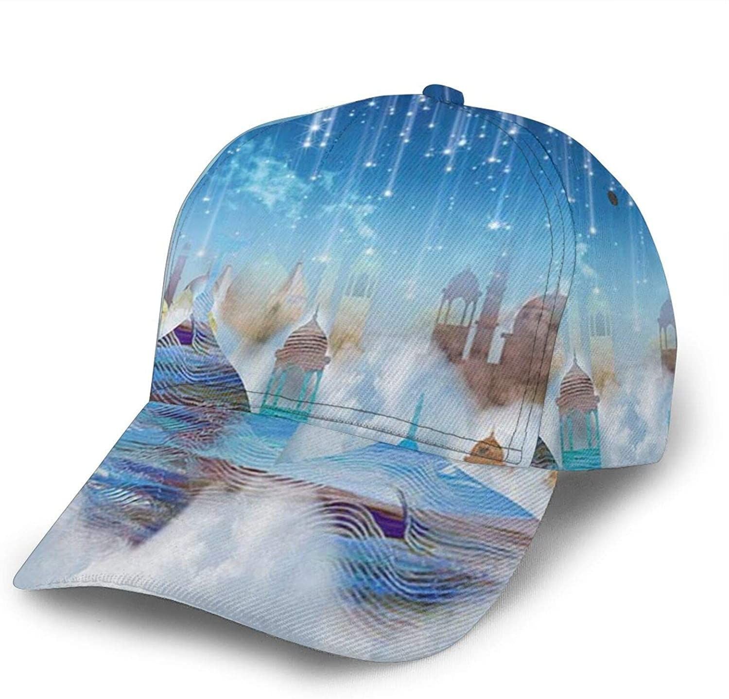 Moon Blue Castle Print Classic Baseball 3D Cap Adjustable Twill Sports Dad Hats for Unisex Trucker Hats Custom Hats Gifts For Men & Women