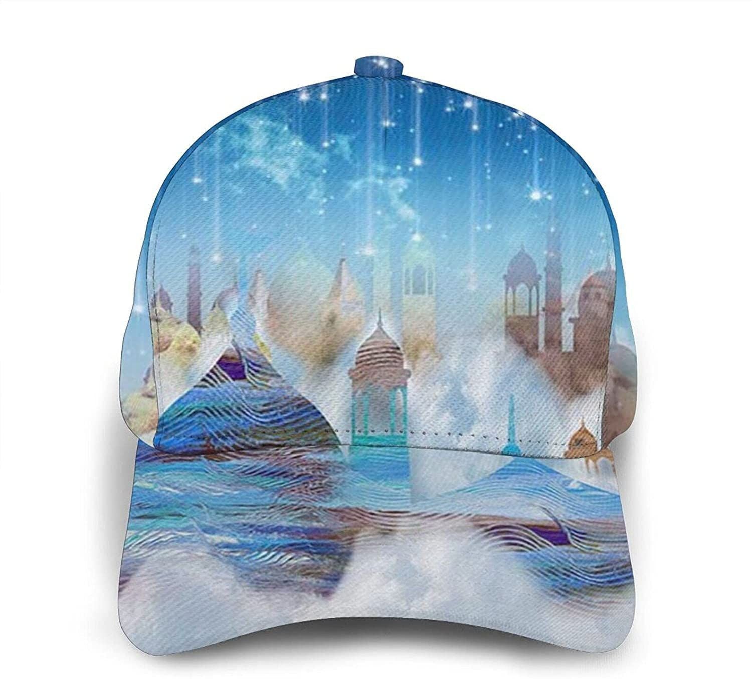 Moon Blue Castle Print Classic Baseball 3D Cap Adjustable Twill Sports Dad Hats for Unisex Trucker Hats Custom Hats Gifts For Men & Women