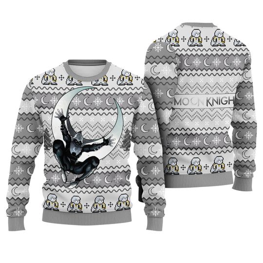 Moon Knight Ugly Christmas Sweater, Marc Spector Mr Knight Ugly Xmas Sweatshirt - Image 9