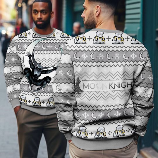 Moon Knight Ugly Christmas Sweater, Marc Spector Mr Knight Ugly Xmas Sweatshirt - Image 10