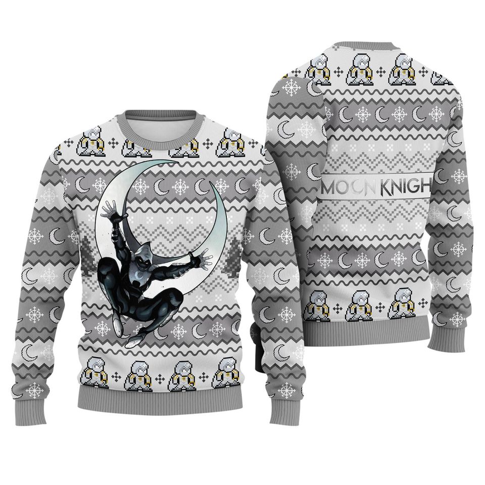 Moon Knight Ugly Christmas Sweater, Marc Spector Mr Knight Ugly Xmas Sweatshirt - Image 3